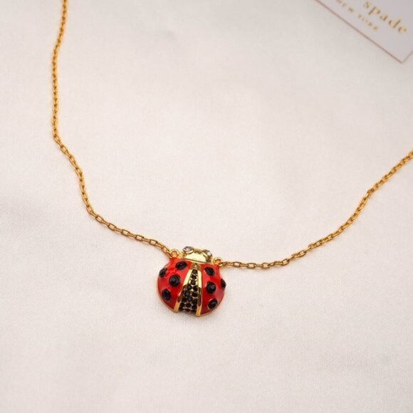 Kate Spade Gold Red Multi Little Ladybug Mini Pendant Necklace NEW - Picture 6 of 9